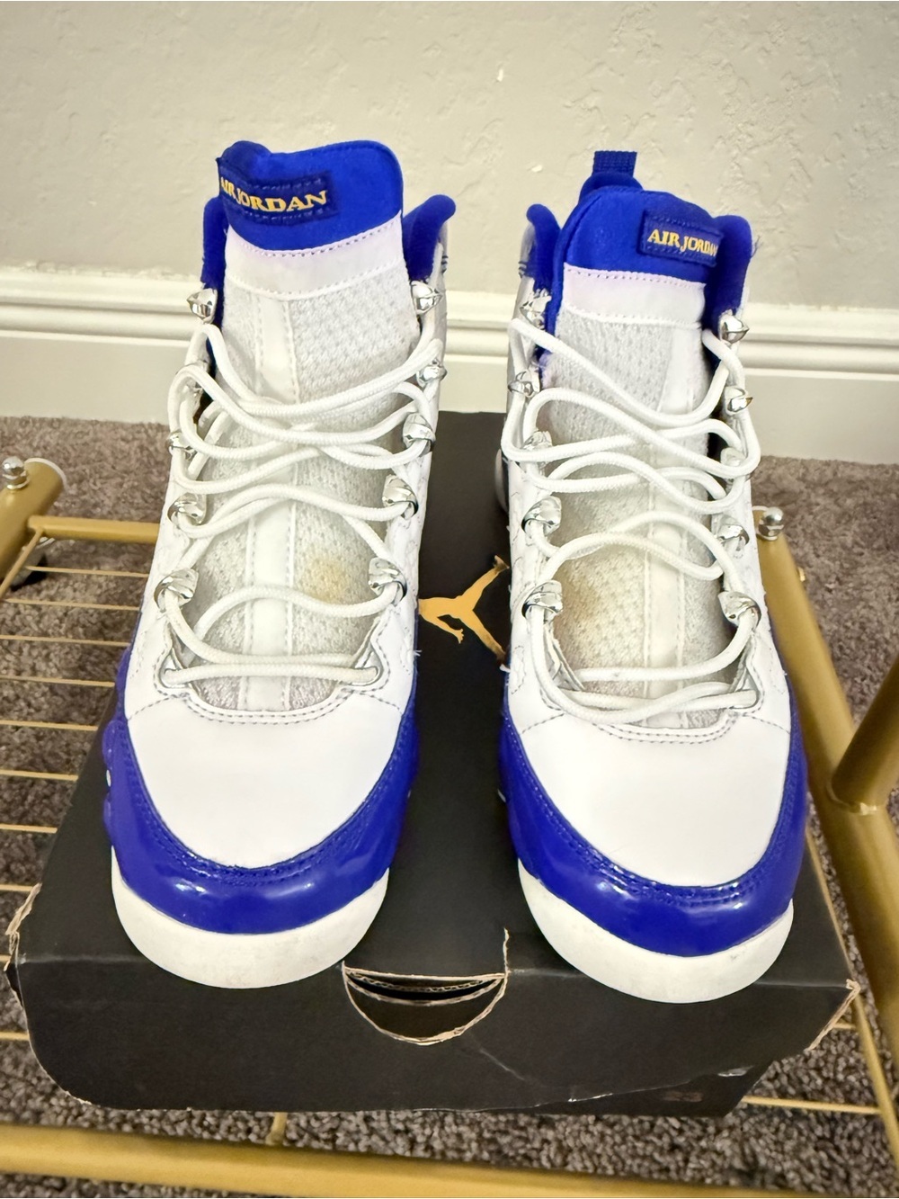 Air Jordan 9 Retro Kobe Bryant 5Y White Blue Yellow 302359-121 - Picture 9 of 10
